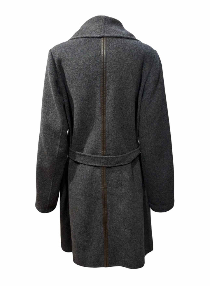 Vince Size L Wool Blend Leather Trim Coat