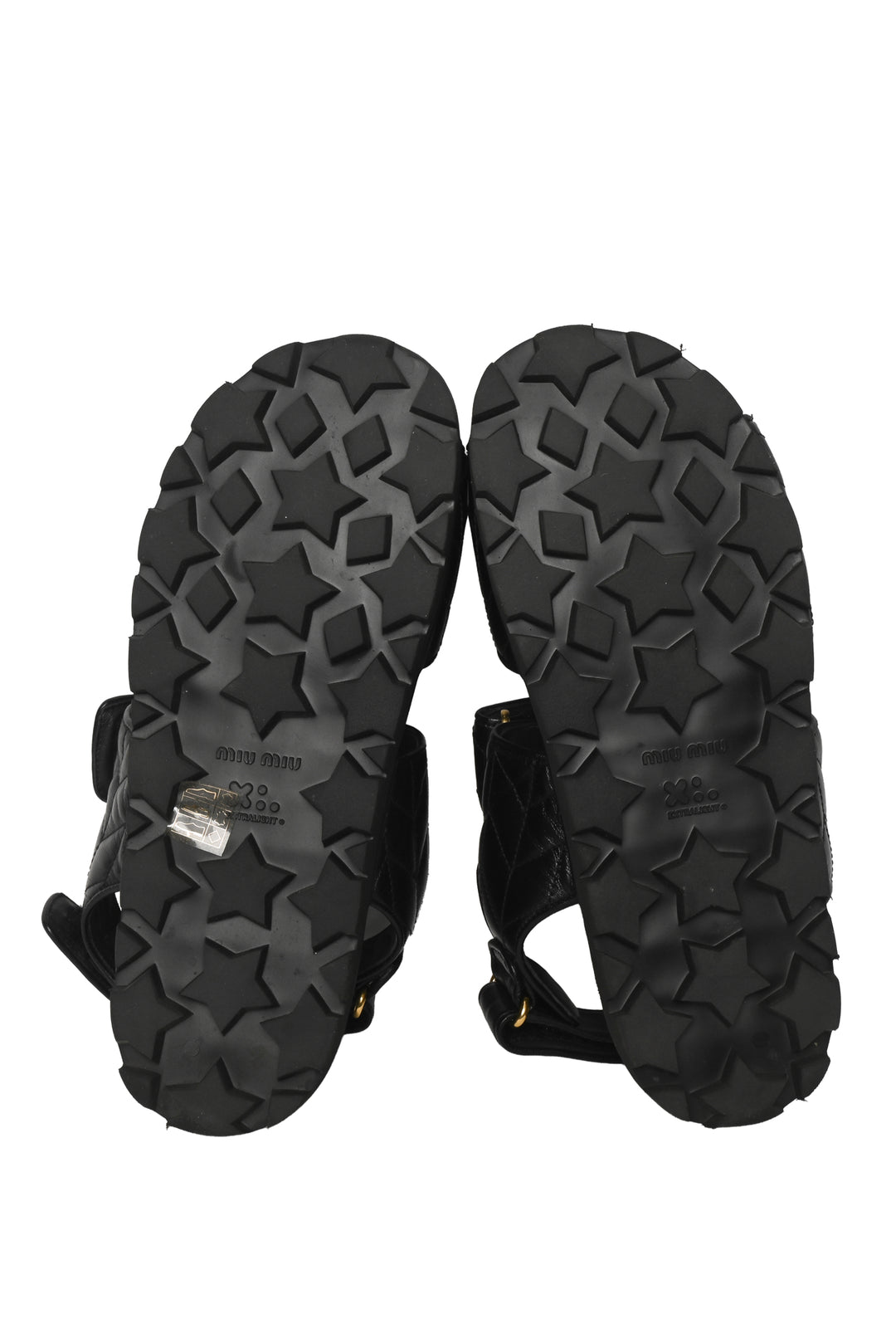 Miu Miu Size 38 Matelasse Leather Sport Sandals