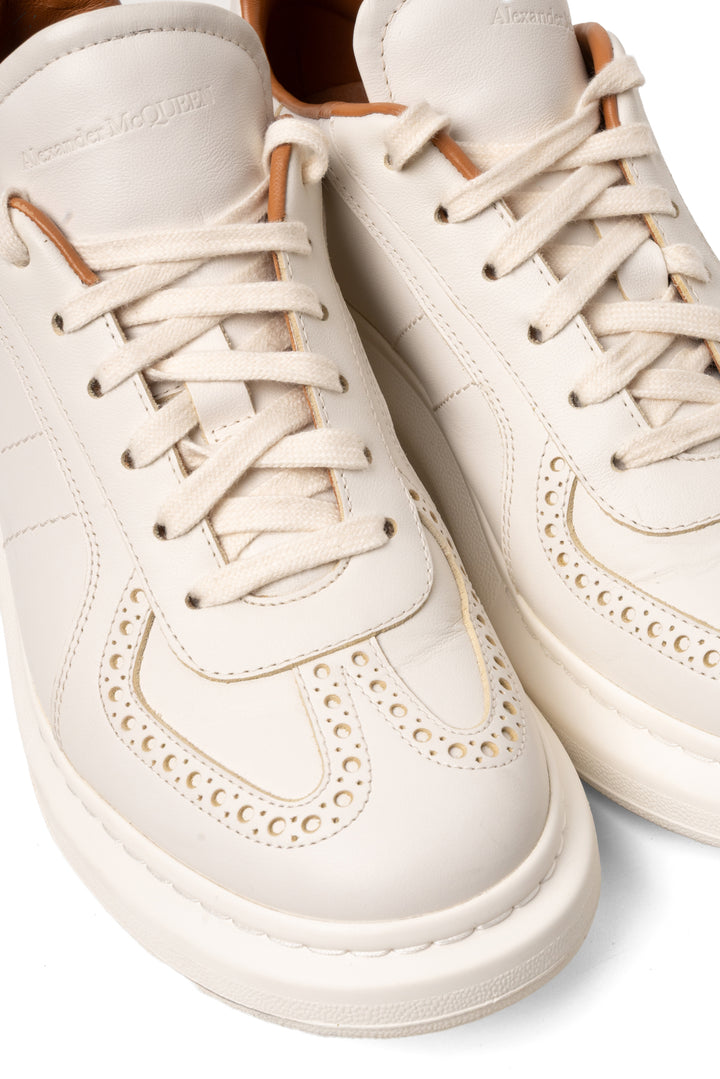 Alexander Mcqueen Size 42.5 Men's Retro Brogue-Detail Leather Sneakers
