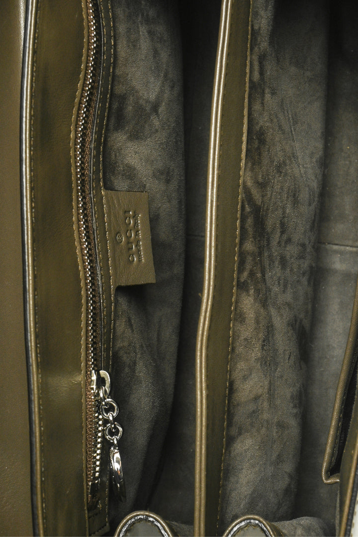 Gucci Smooth Leather Lady Lock Bamboo Top Handle Bag