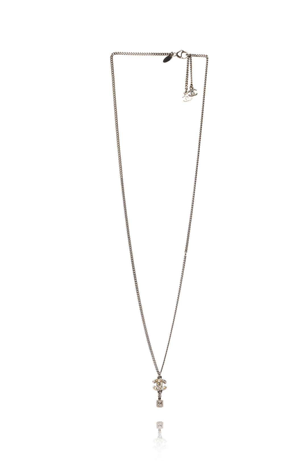 Chanel 2012 Crystal CC & Drop Box Pendant Long Necklace