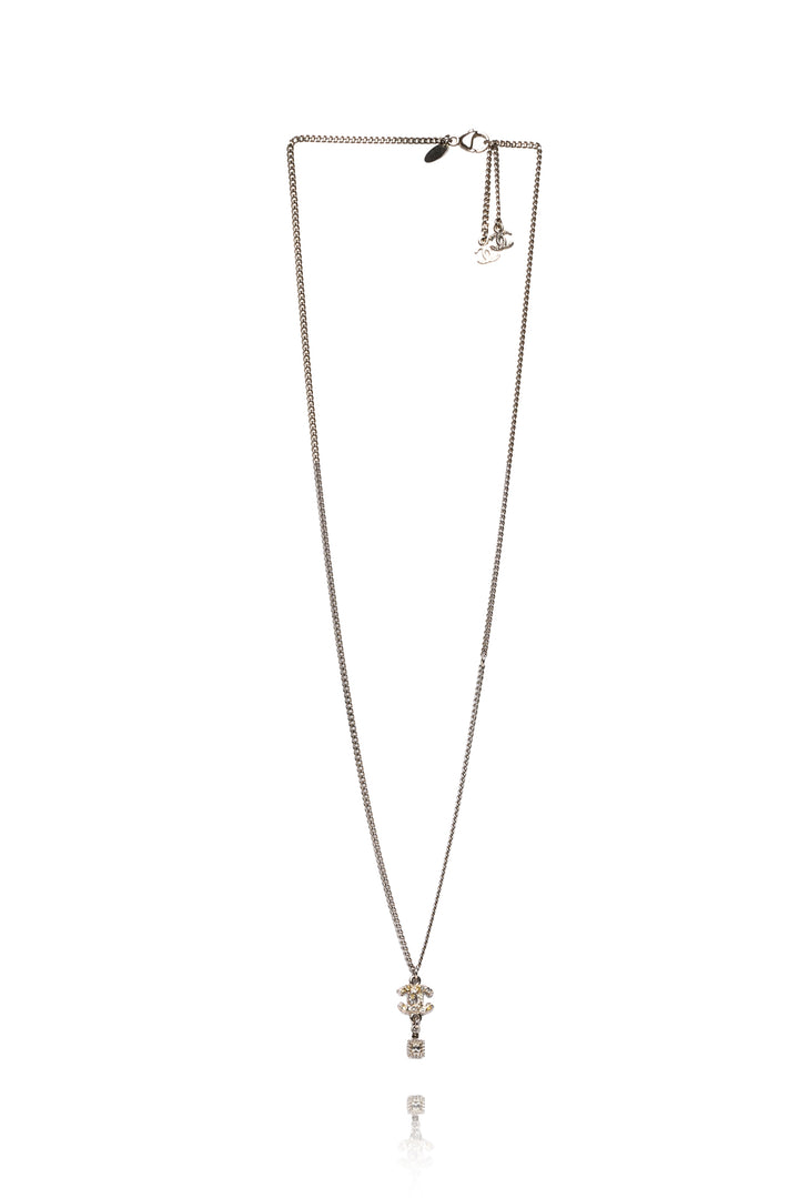 Chanel 2012 Crystal CC & Drop Box Pendant Long Necklace
