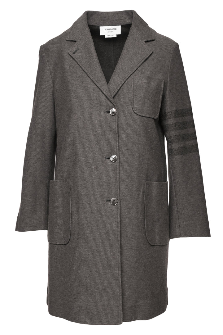 Thom Browne Size 1 4 Bar Heather Cotton Knit Coat