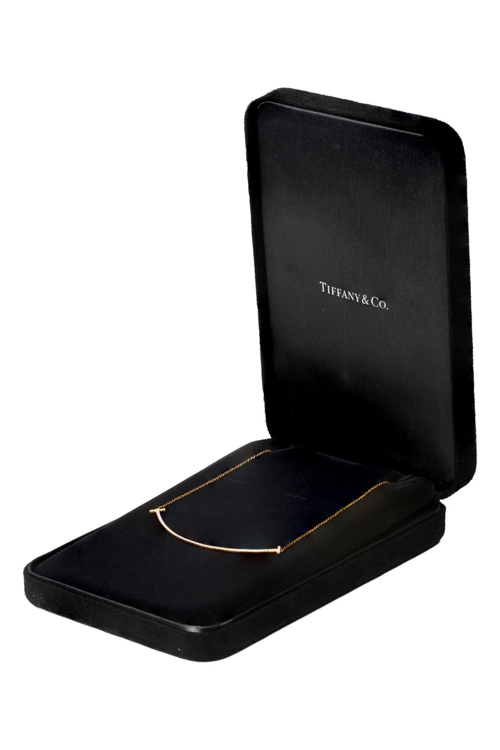 Tiffany & Co 18K Yellow Gold Large T Smile Diamond Necklace