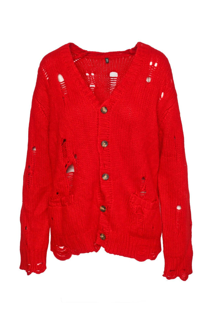 R13 Size M Cashmere Distressed Cardigan