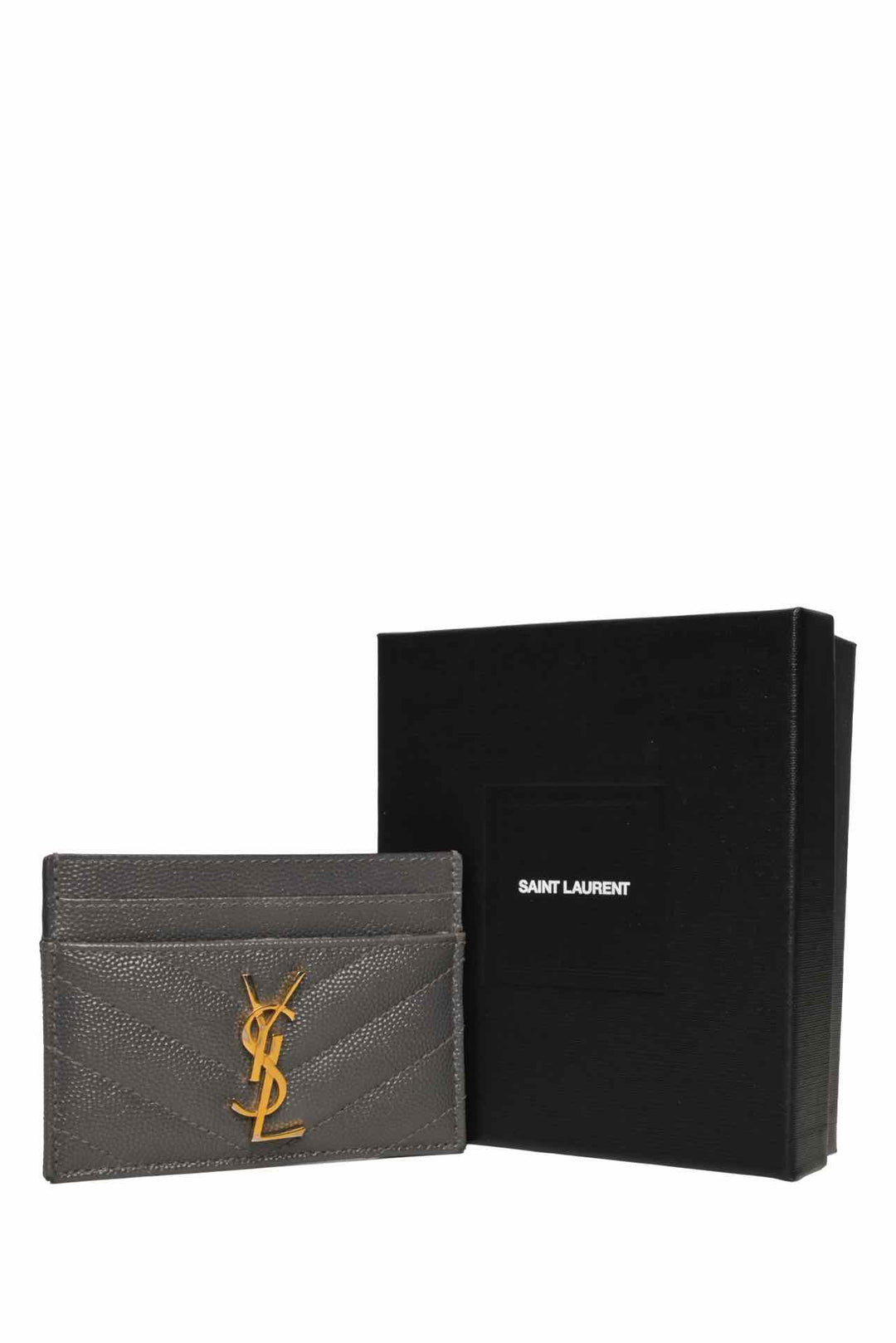 Saint Laurent Cassandre Quilted Grain De Poudre Leather Card Holder Wallet