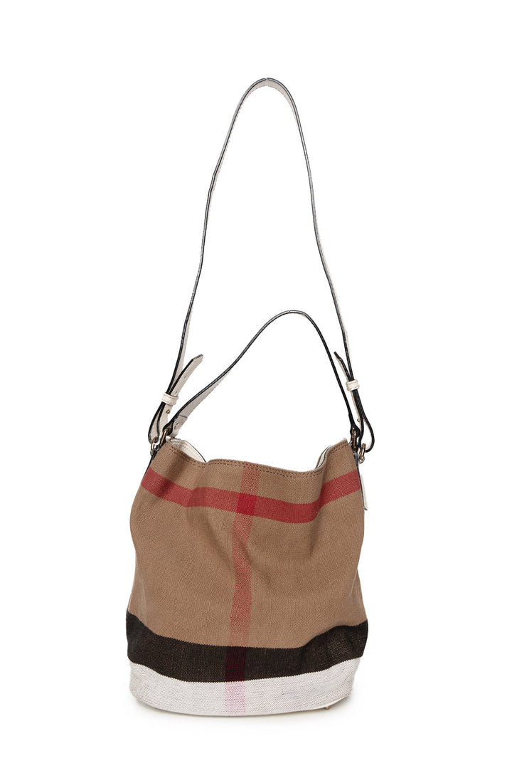 Burberry Canvas Novacheck Ashby Bucket Bag Shoulder Bag