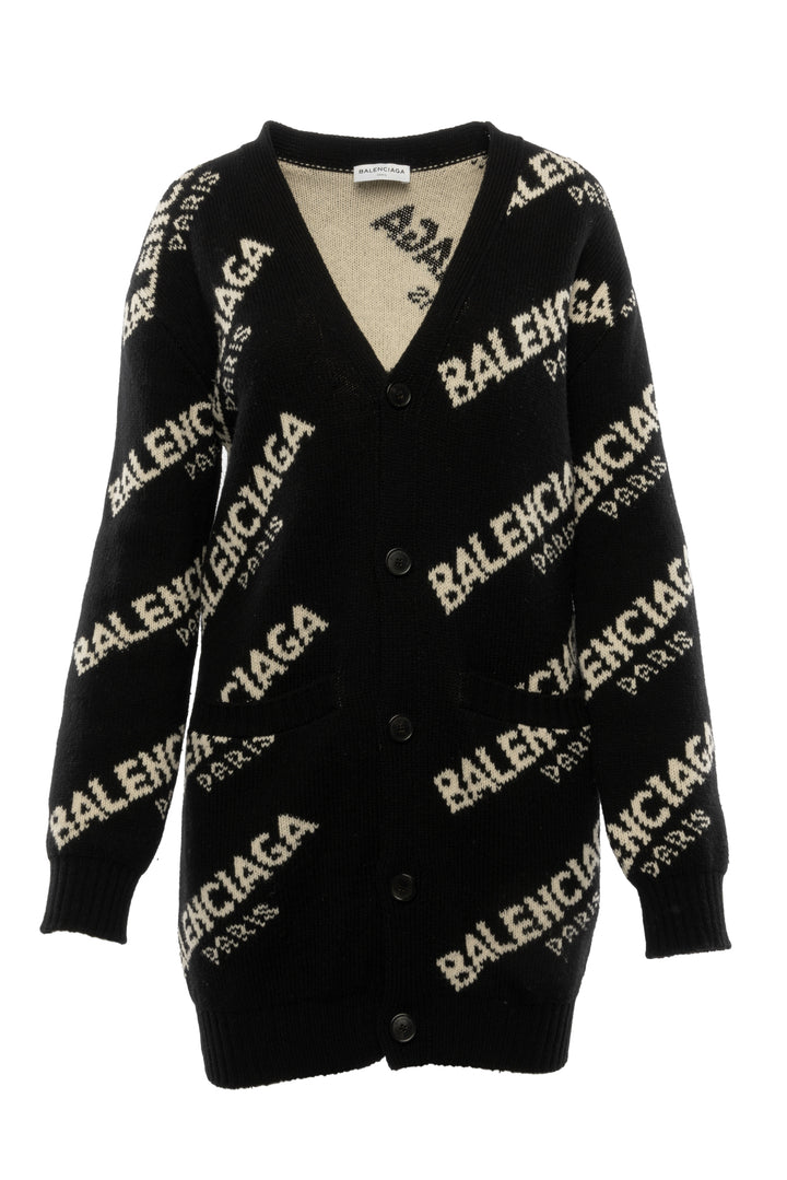 Balenciaga Size 34 2017 Allover Logo Cardigan