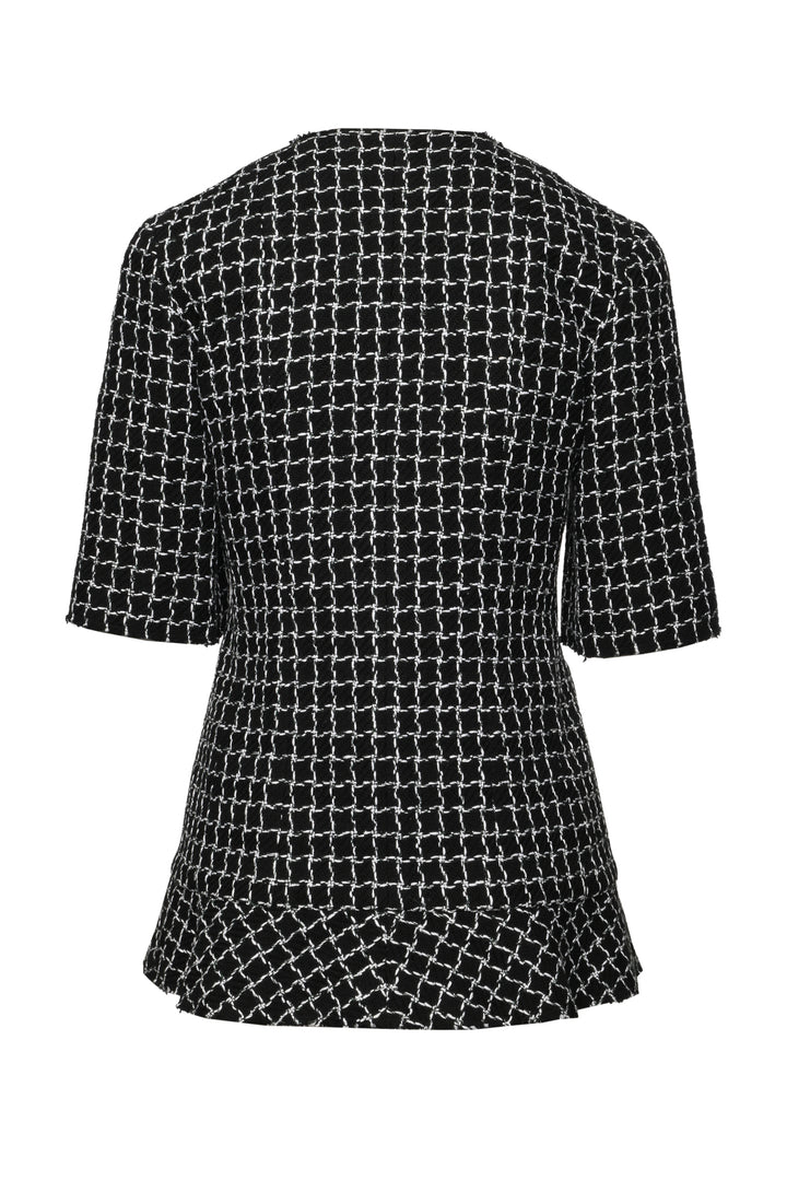 Chanel Size 38 2012 Checkered Tweed Short Sleeve Jacket