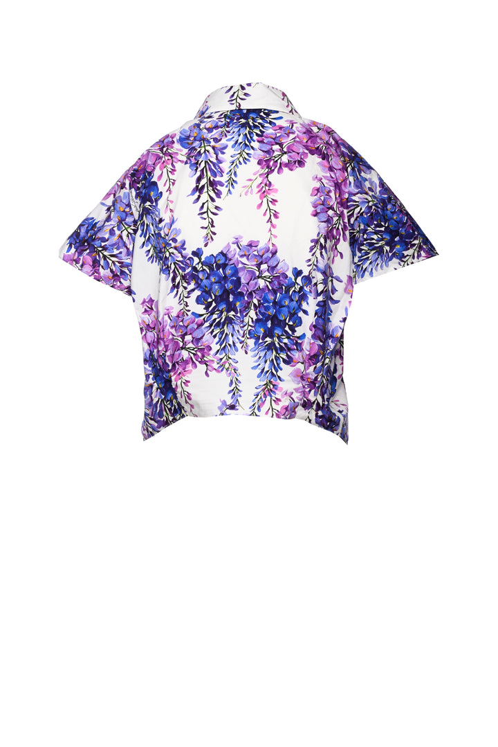 Dolce & Gabbana Size 46 Tie Waist Floral Blouse