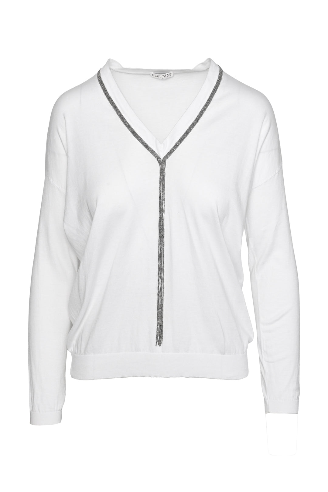 Brunello Cucinelli Size S Monili Beaded V-Neck Sweater