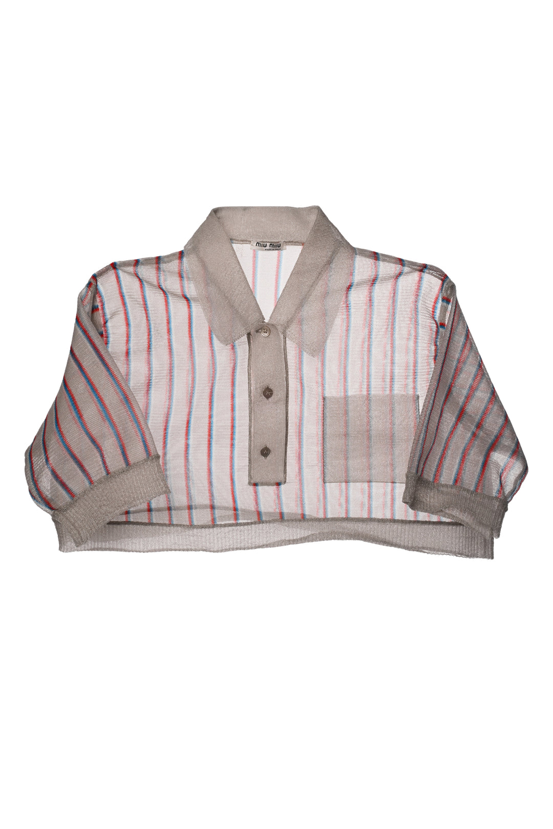 Miu Miu Size 36 Striped Mesh Cropped Top