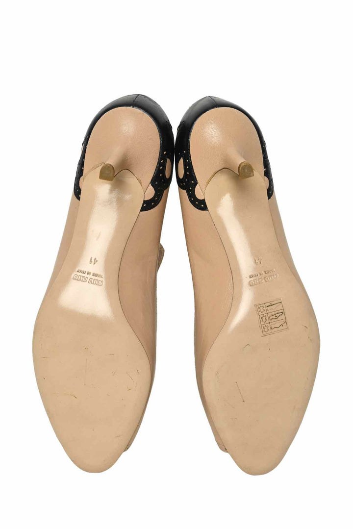 Miu Miu Size 41 Broque Open Toe Pumps