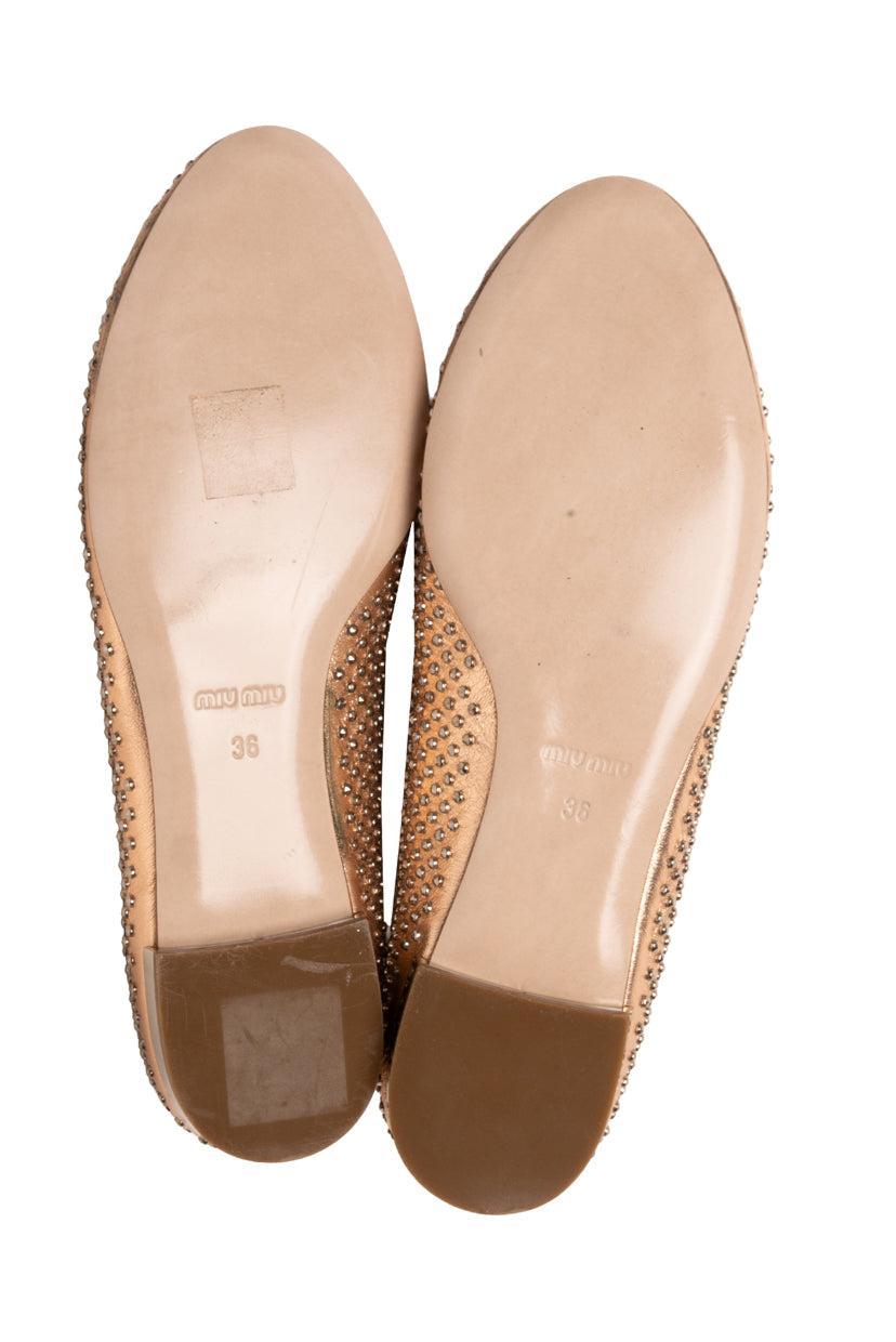 Miu Miu Size 36 Metallic Studded Smoking Slippers