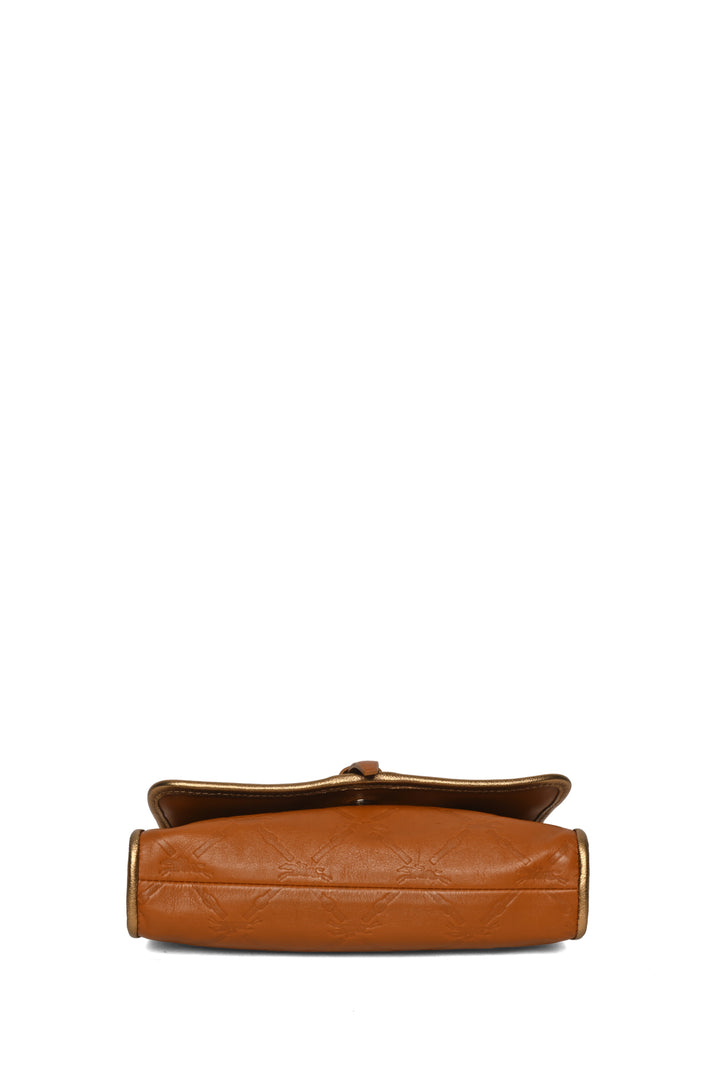 Longchamp Embossed Leather Flap Crossbody