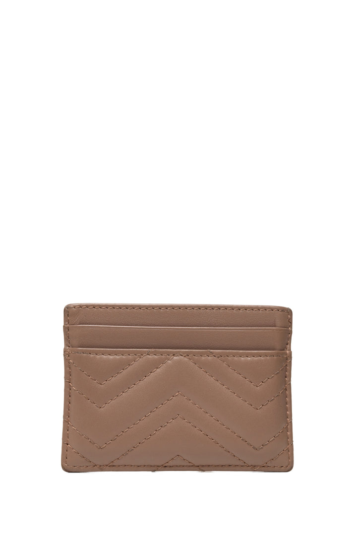 Gucci Chevron Quilted Leather GG Marmont Card Holder Wallet
