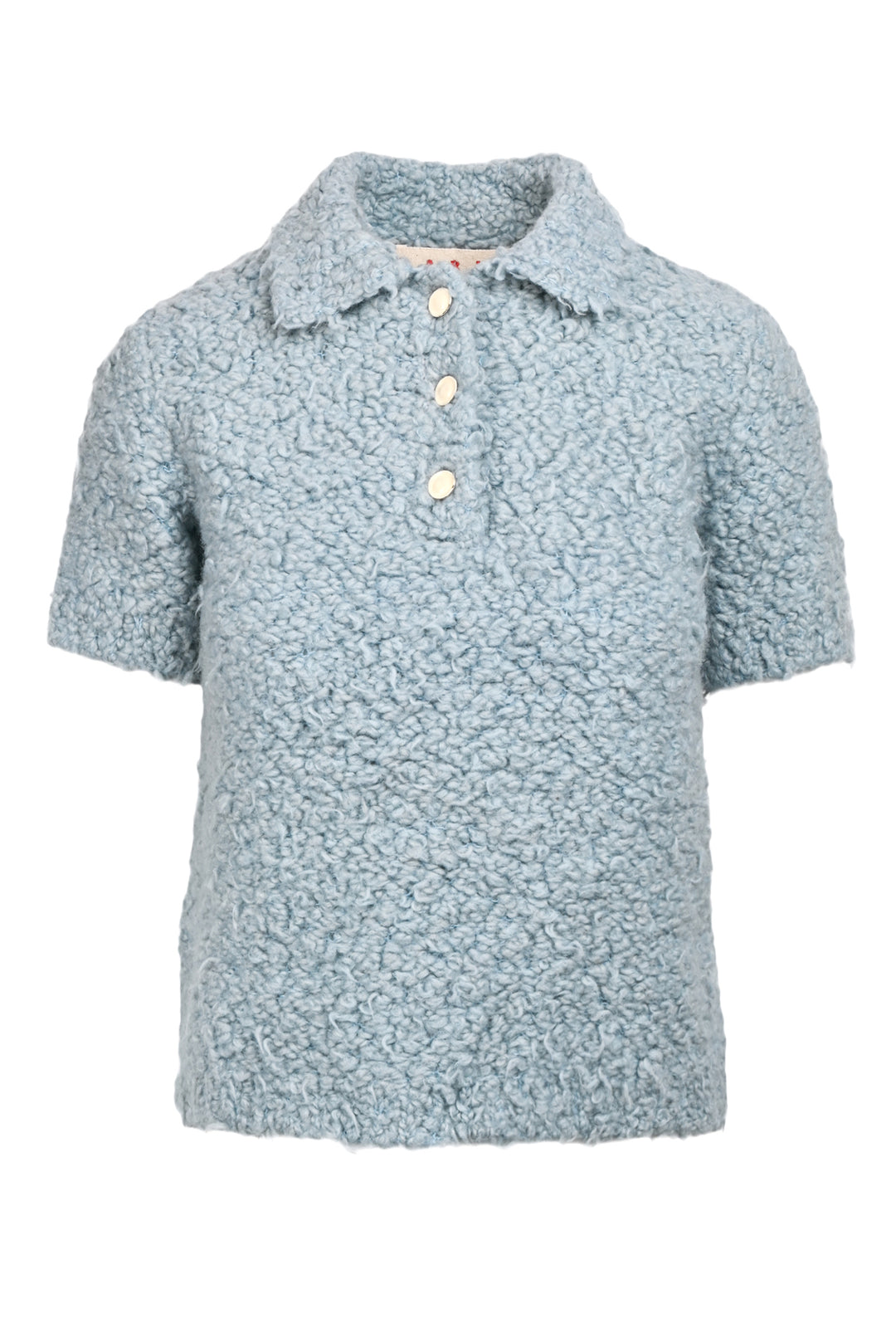 Marni Size 40 Teddy Wool-Blend Short Sleeve Polo Sweater