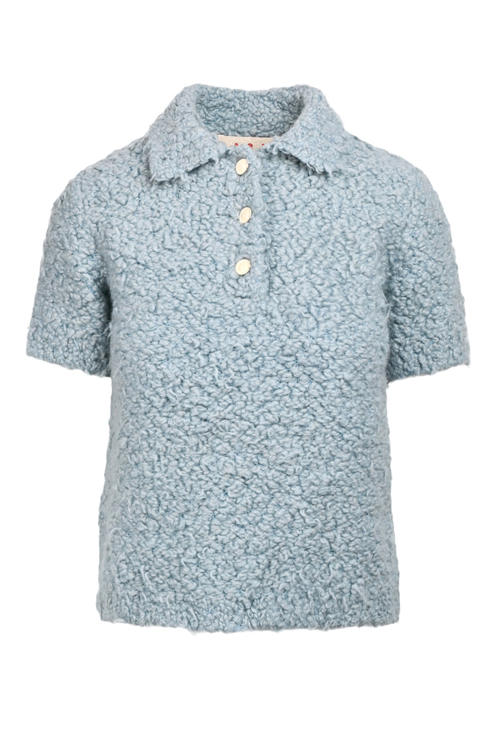 Marni Size 40 Teddy Wool-Blend Short Sleeve Polo Sweater