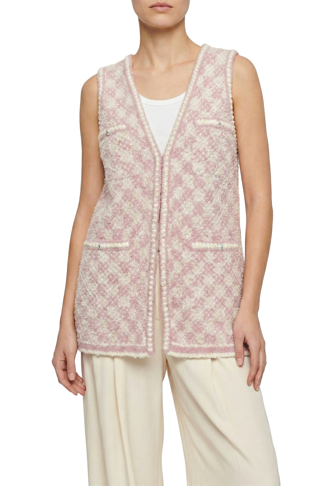 Chanel Size 34 2023 Patterned Metallic Tweed Vest