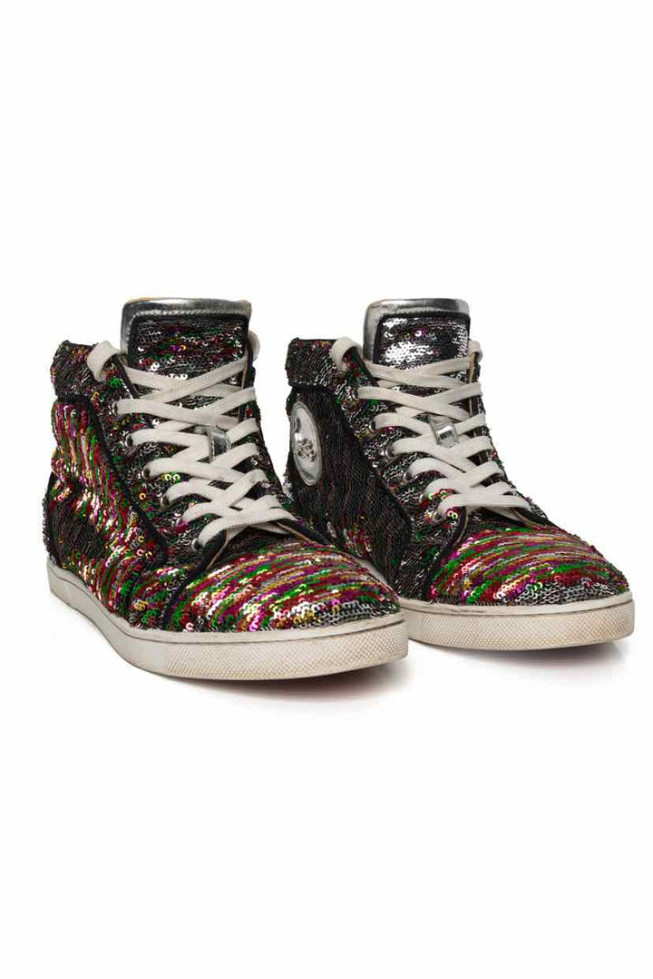 Christian Louboutin Size 38 High Top Sequin Embellished Sneaker