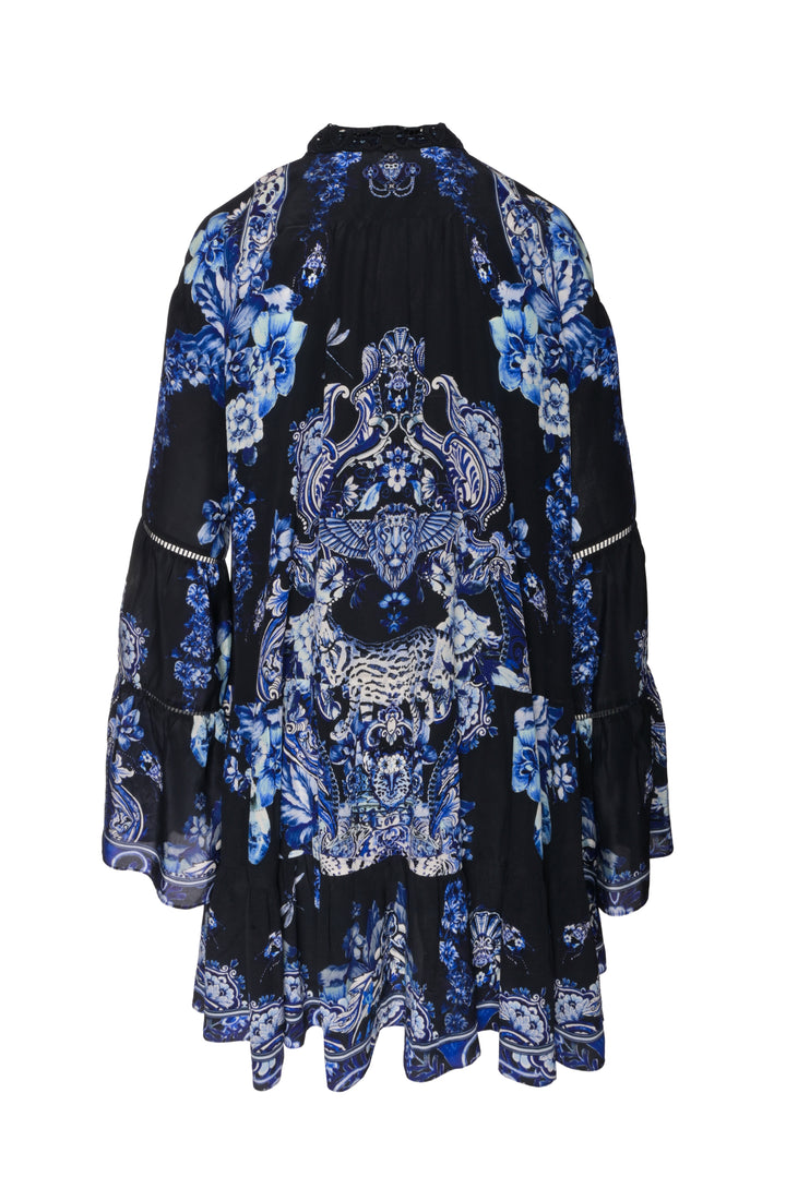Camilla Size M Tiered Lace Collar Dress