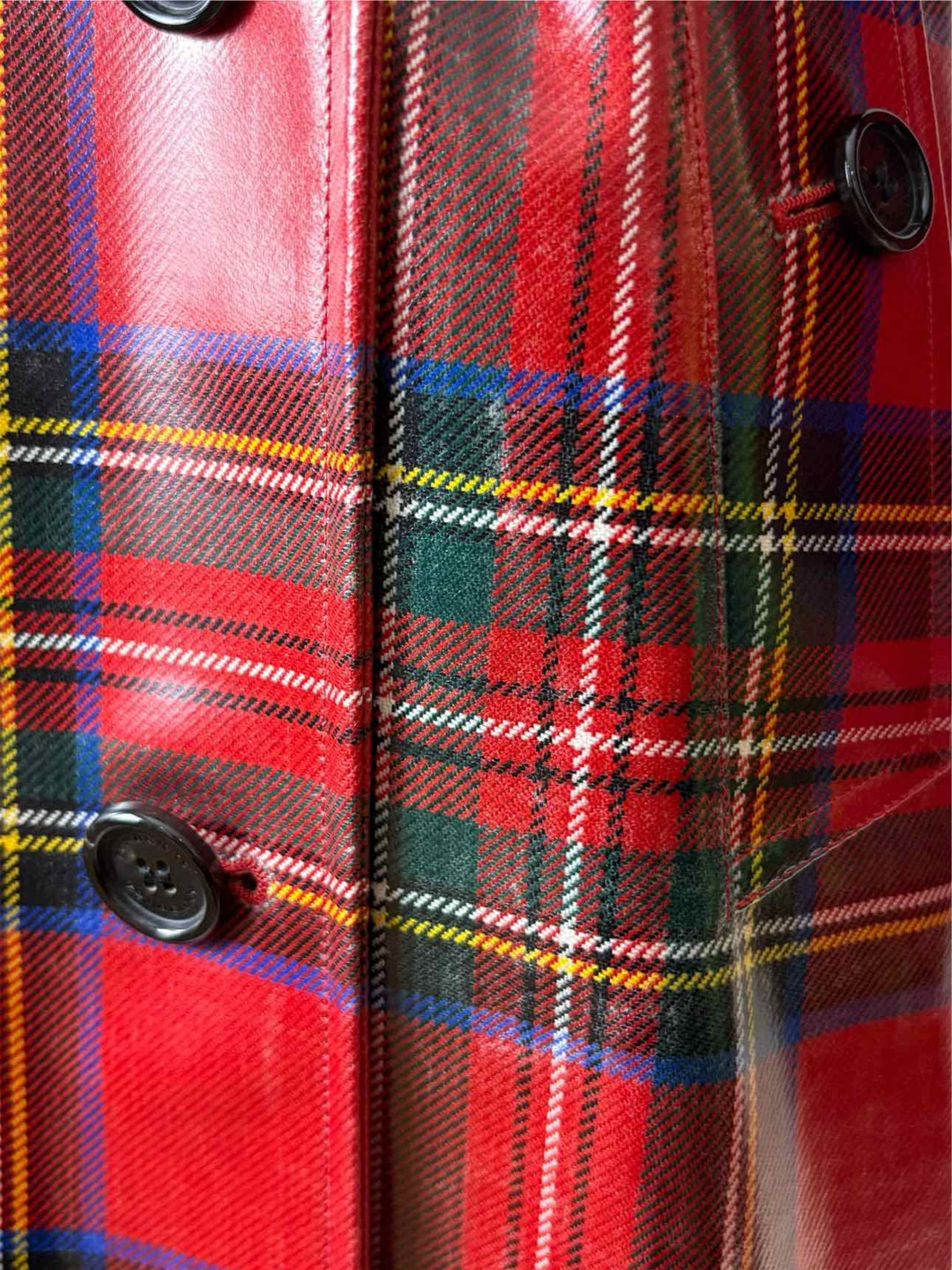 Burberry Size 2 Laminated Tartan Wool Trench Coat