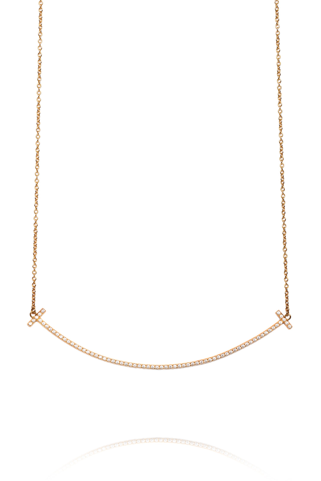 Tiffany & Co 18K Yellow Gold Large T Smile Diamond Necklace