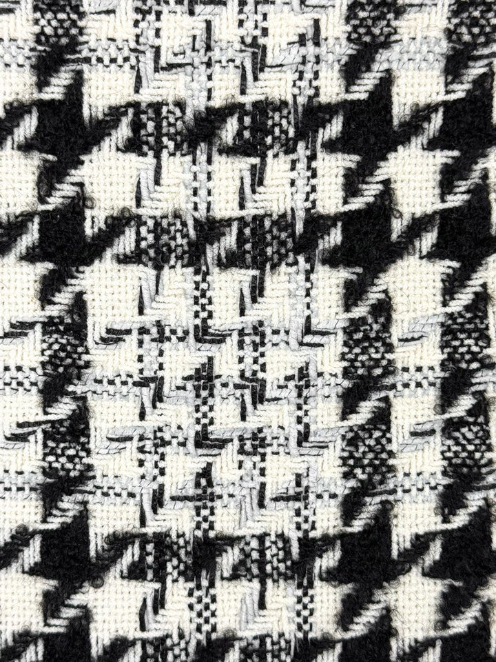 Oscar De La Renta Size 6 Houndstooth Print Wool Blend Midi Skirt