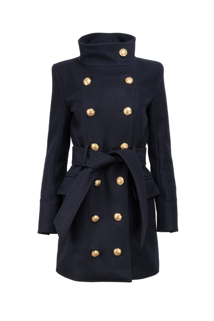 Balmain Size 36 Double Breasted Wool and Cashmere Coat