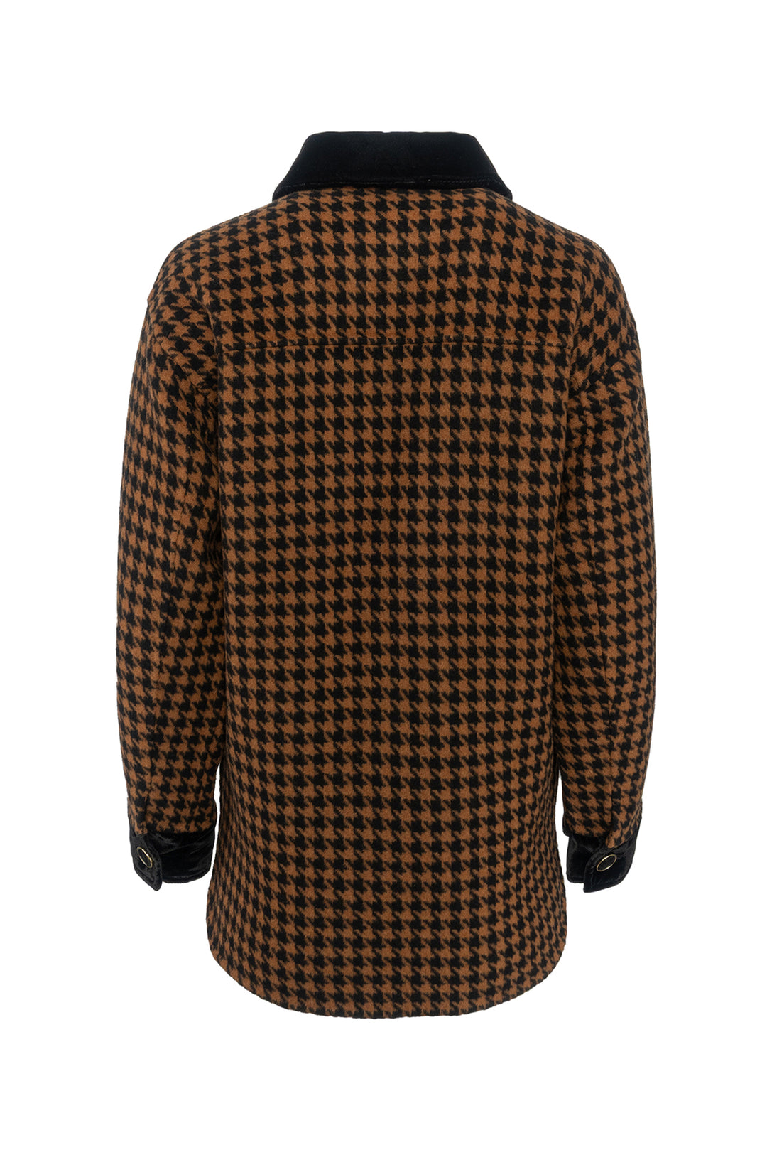 Sandro Size 34 Houndstooth & Velvet Trimmed Coat