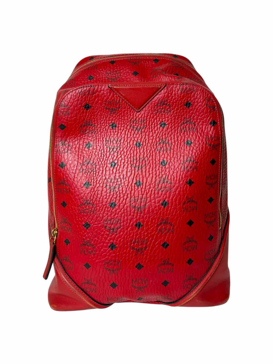 MCM Red Logo Leather BackPack
