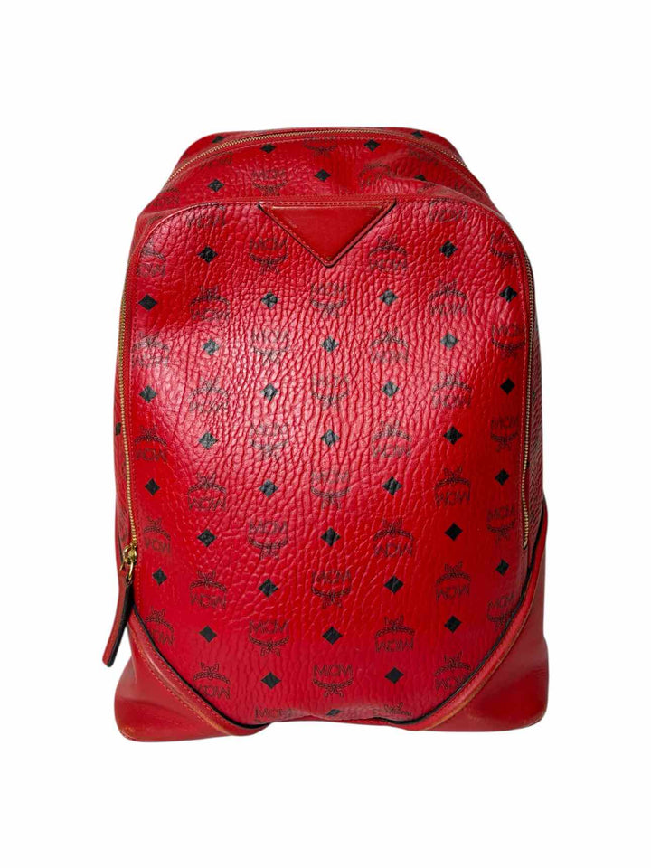 MCM Red Logo Leather BackPack