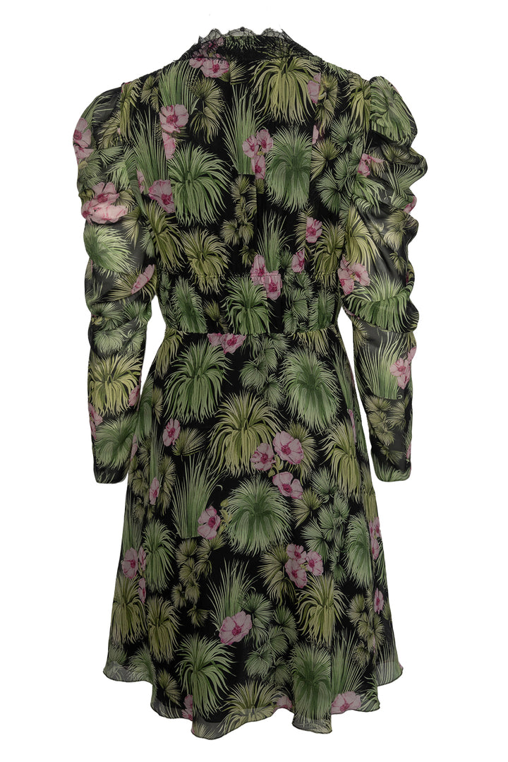 Giambattista Valli Size 42 Floral & Leave Silk Dress