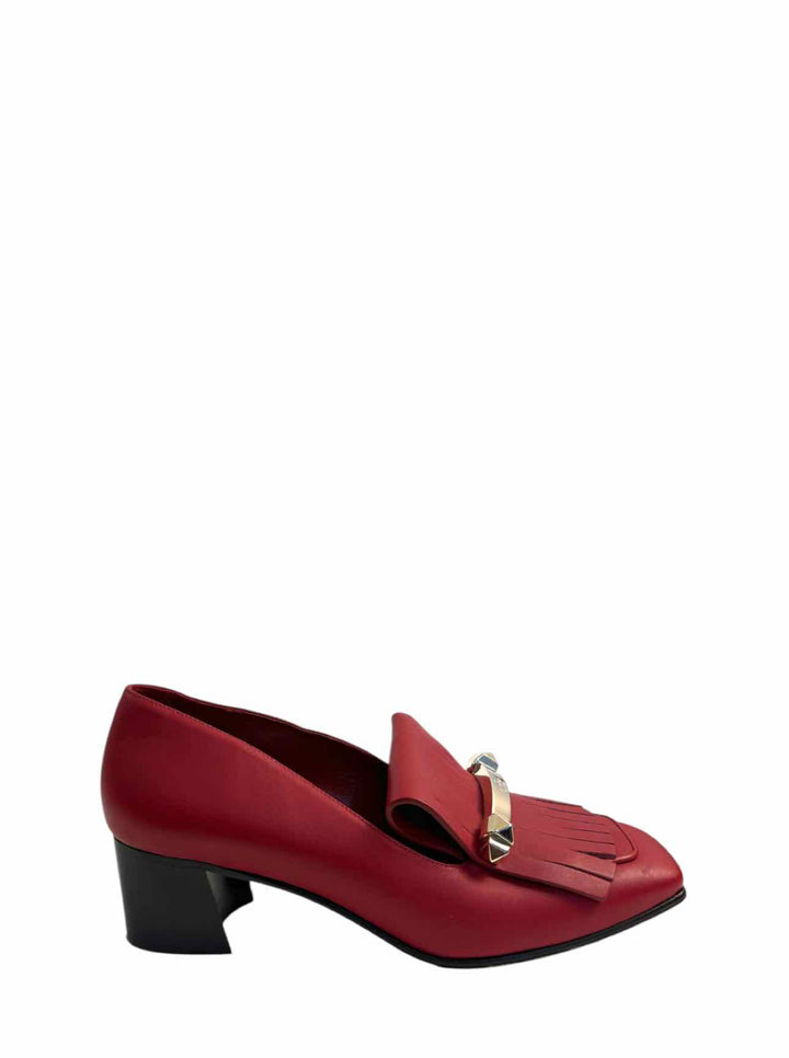 Valentino Garavani Size 39 Uptown Rockstud Fringed Loafers