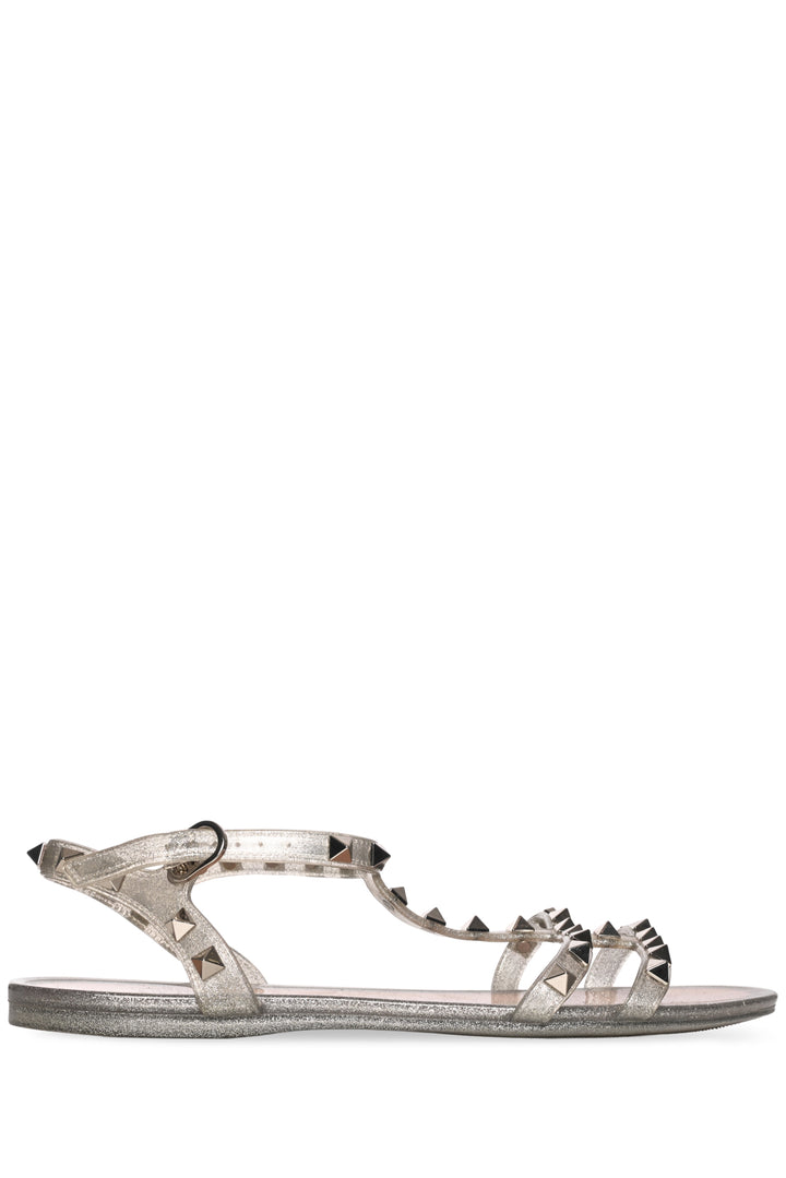Valentino Size 38 Metallic Rockstud Sandals