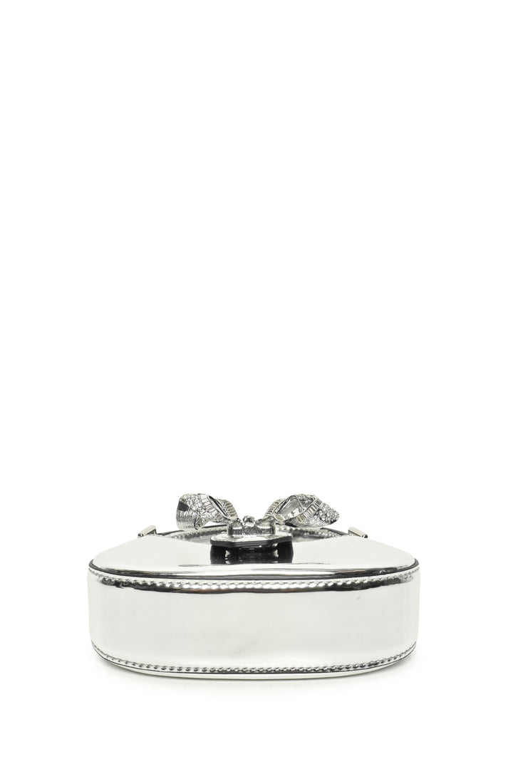 Self Portrait Silver Curved Bow Micro Shoulder Bag