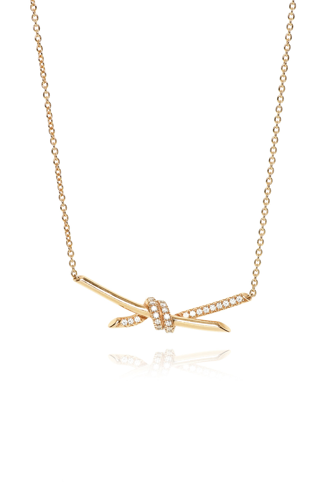 Tiffany & Co 18K Yellow Gold Tiffany Knot Diamond Necklace