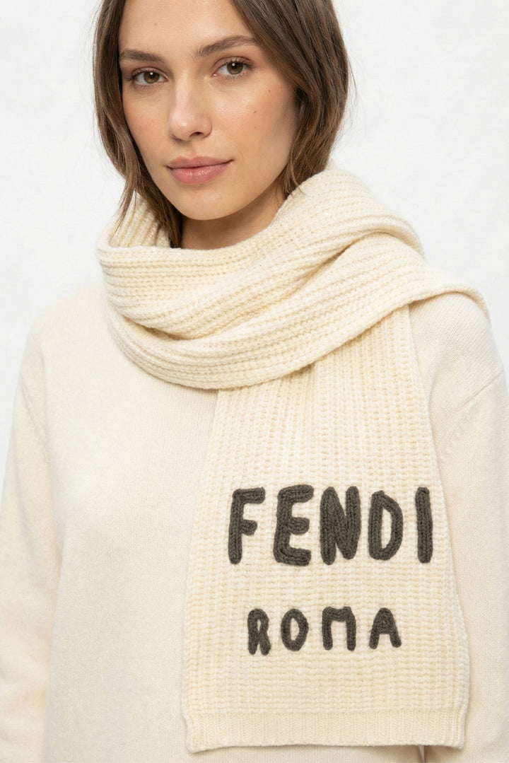 Fendi Roma Wool Knit Scarf
