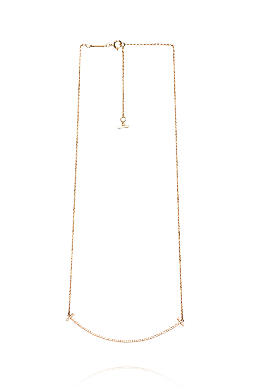 Tiffany & Co 18K Yellow Gold Large T Smile Diamond Necklace