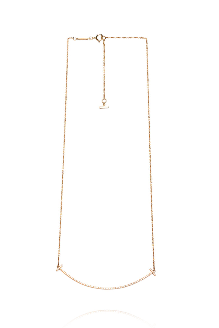 Tiffany & Co 18K Yellow Gold Large T Smile Diamond Necklace