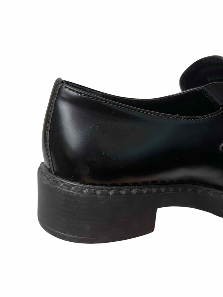 Prada Size 38 Brushed Leather Logo Loafers