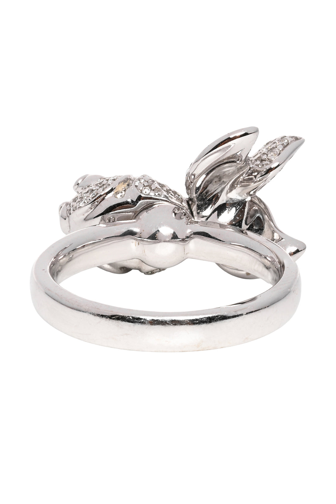 Qeelin Size 5.5 Qin Qin 18K White Gold & Pave Diamond Twirling Goldfish Ring