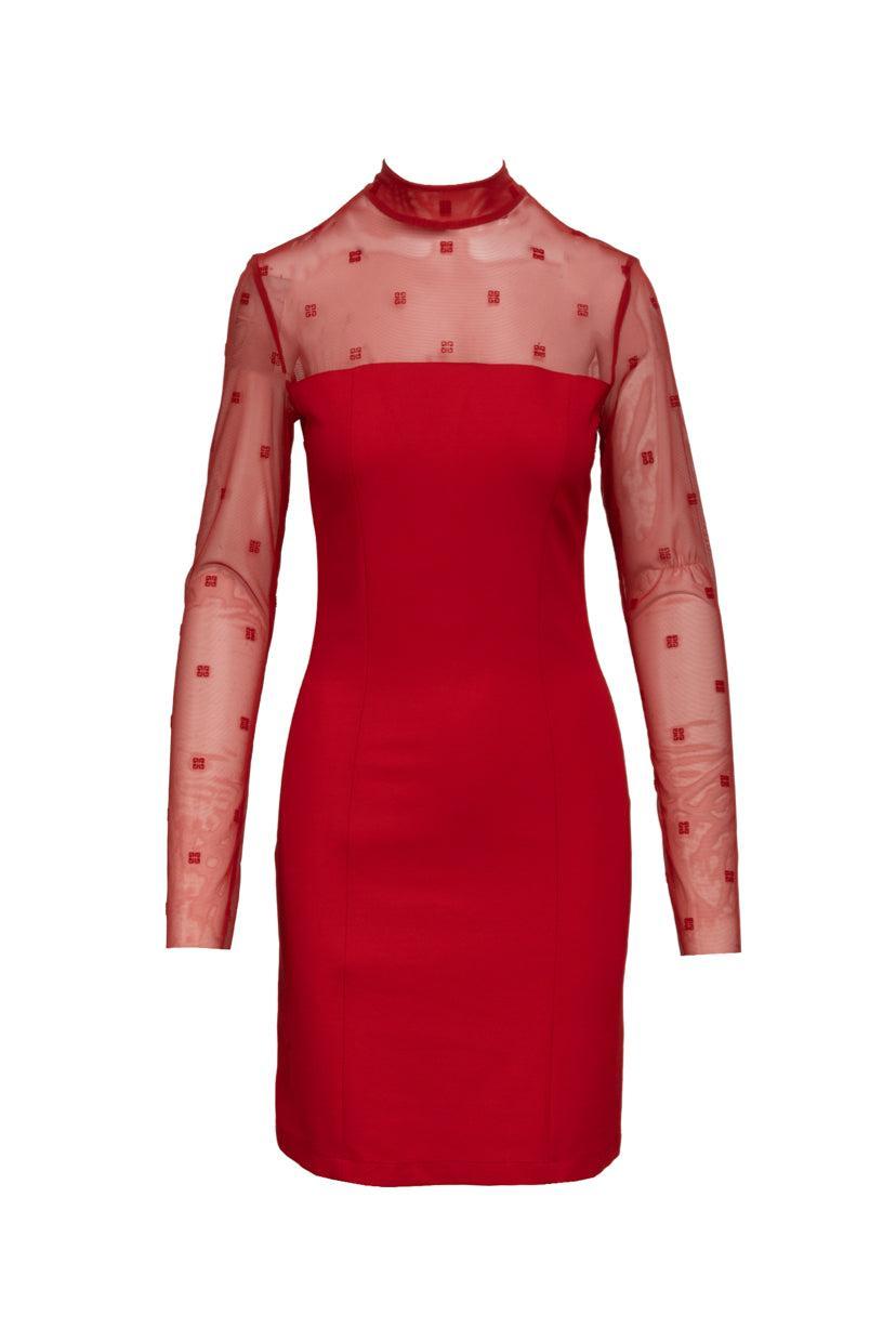 Givenchy Size 40 Mock Neck Midi Tubino Dress