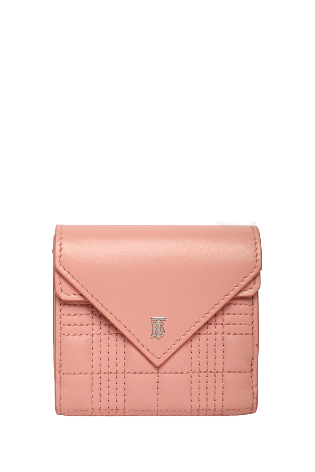Burberry Quilted Calfskin Leather TB Trifold Compact Wallet