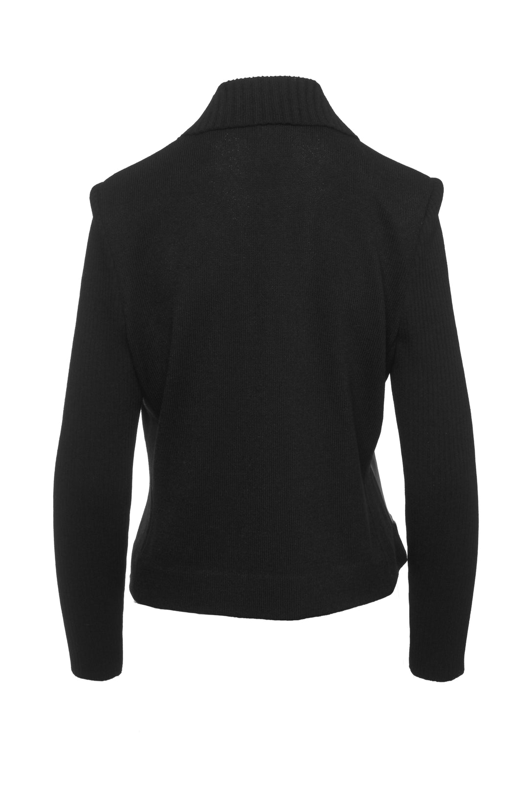 St. John Collection Size 10 Lamb Leather Paneled Wool-Blend Knit Jacket