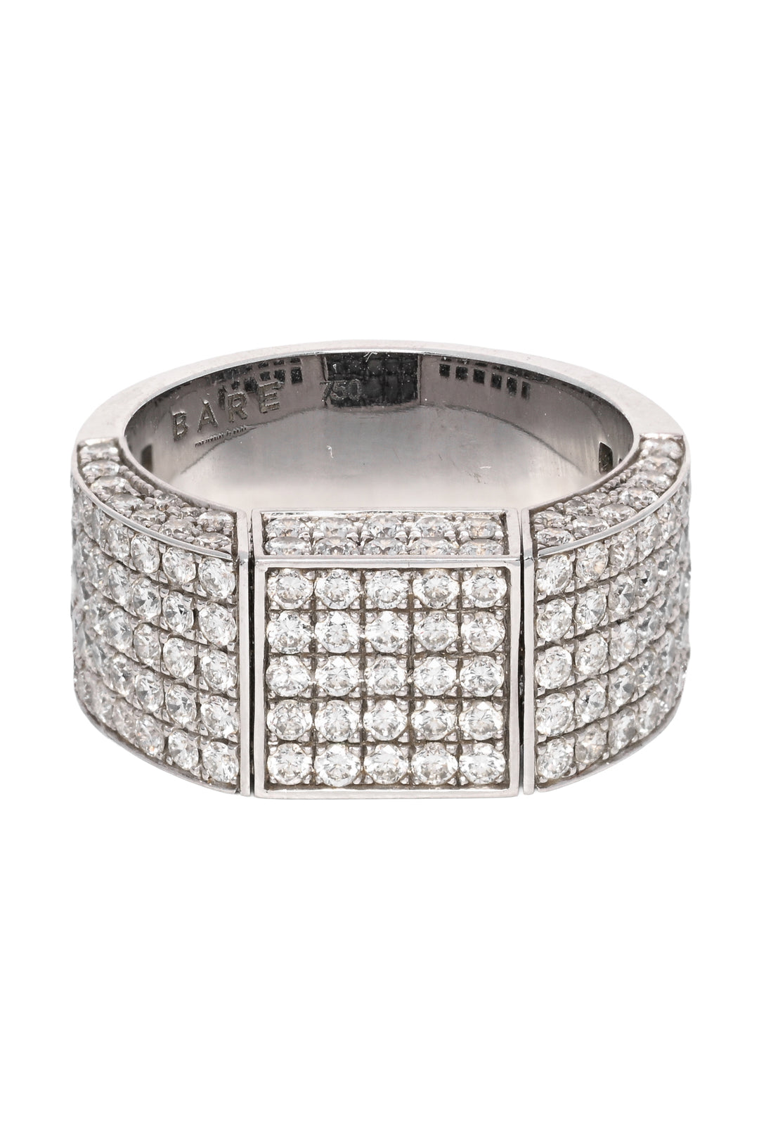 BARE by Dries Creel Size 6 18K White Gold Pave Black & White Diamond Signet Ring