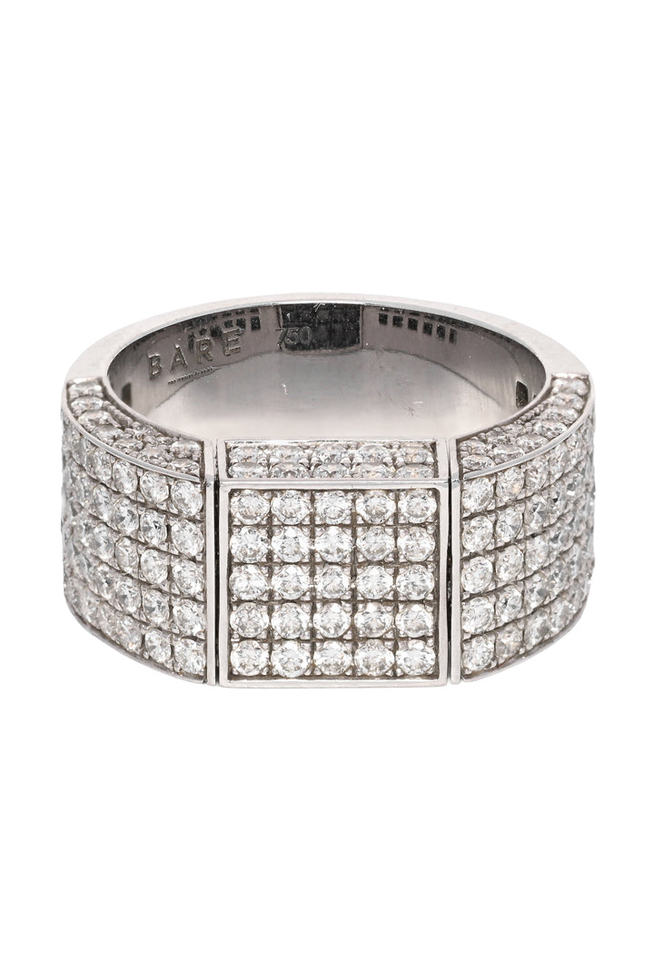 BARE by Dries Creel Size 6 18K White Gold Pave Black & White Diamond Signet Ring