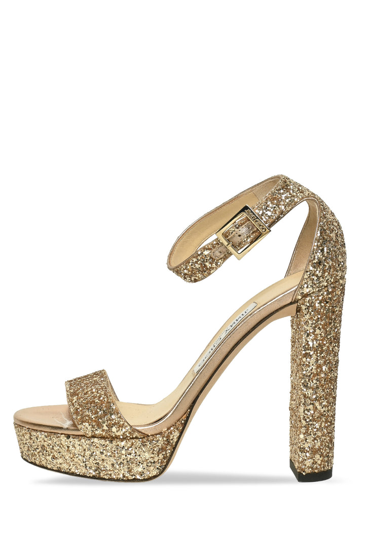 Jimmy Choo Size 37 Holly Glitter Sandals