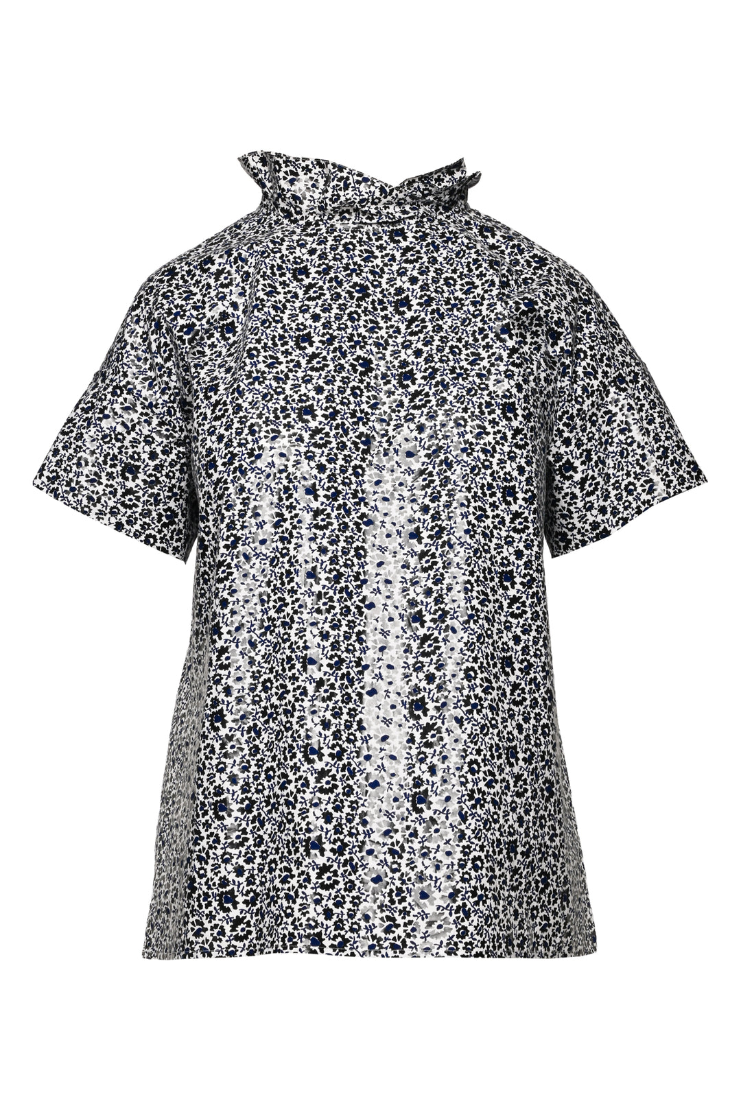 Jil Sander Size XS Coated Cotton Floral Mock Neck Tops