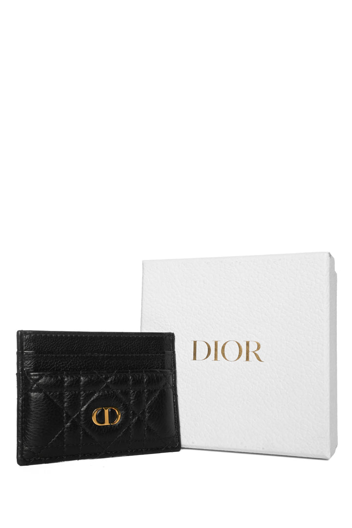 Christian Dior 2024 Cannage Calfskin Caro Freesia Card Holder Wallet